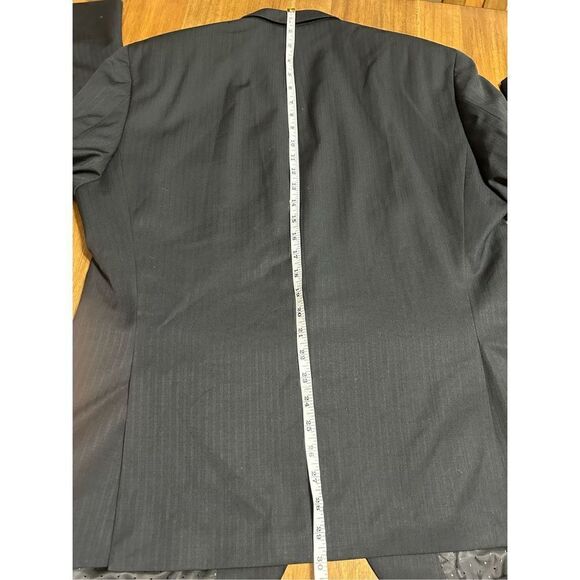 Michael Strahan Collection Dual Vents Wool Blend Black Striped Blazer Jacket 42S - Picture 7 of 8